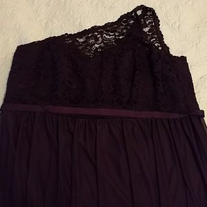 One shoulder corded lace dress